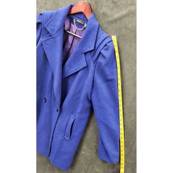 Vintage Royal Blue Union Made Wool Coat Size 9 Double-Breasted USA Made - Picture 8 of 13